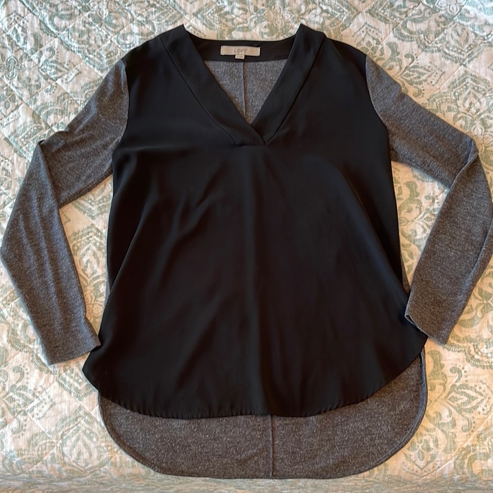 LOFT: V-Neck mixed media top